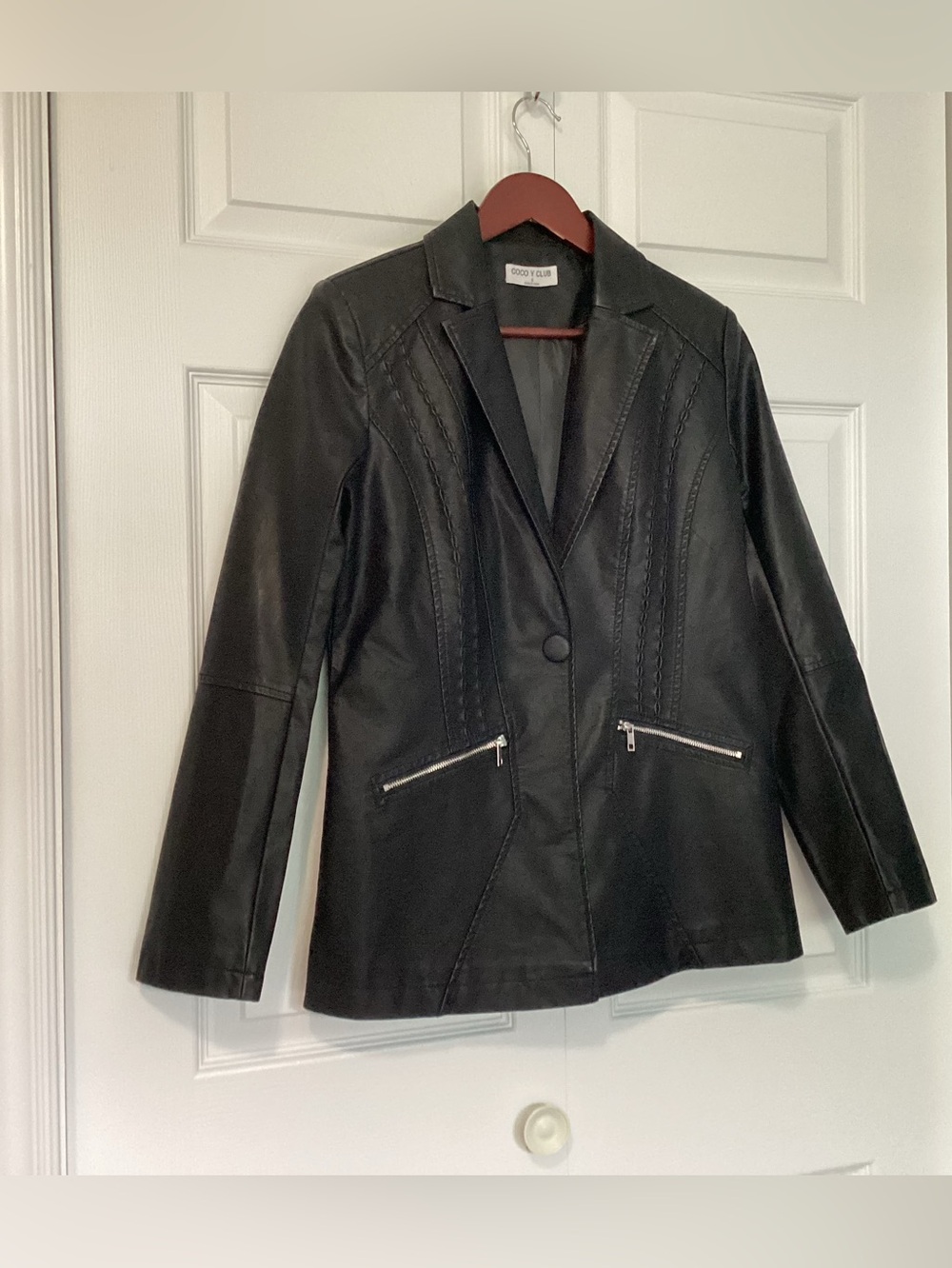 Black blazer faux leather by Coco Y Club , size S